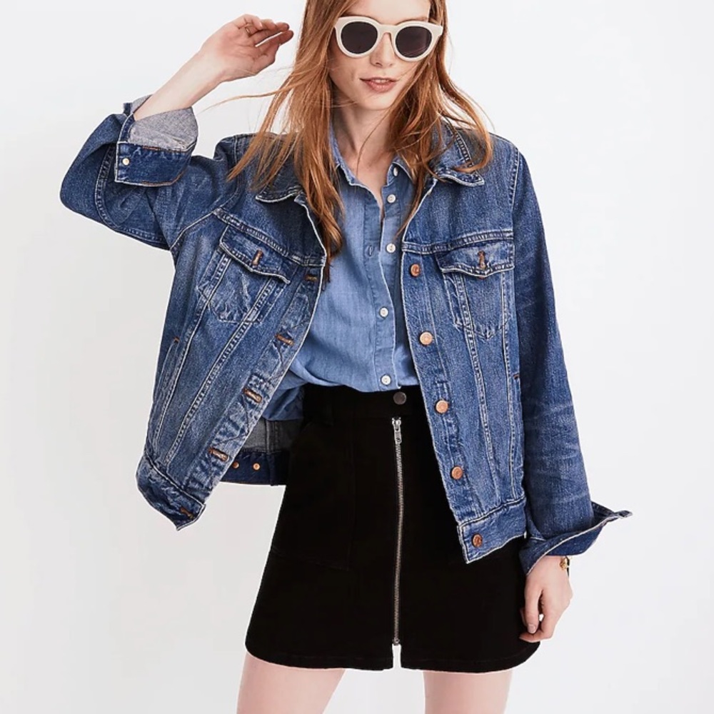Madewell Denim Utility Zip Mini Skirt in Black Frost Sz 23
